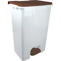 Conteneurs mobiles 80L blanc-marron lot de 3 pédale