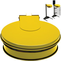 Support mural jaune 100L pour sacs-poubelles avec couvercle