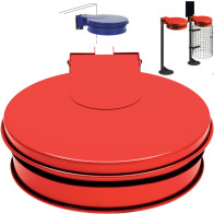 Support mural rouge sac-poubelle 100L avec couvercle