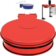 Support mural rouge sac-poubelle 100L avec couvercle