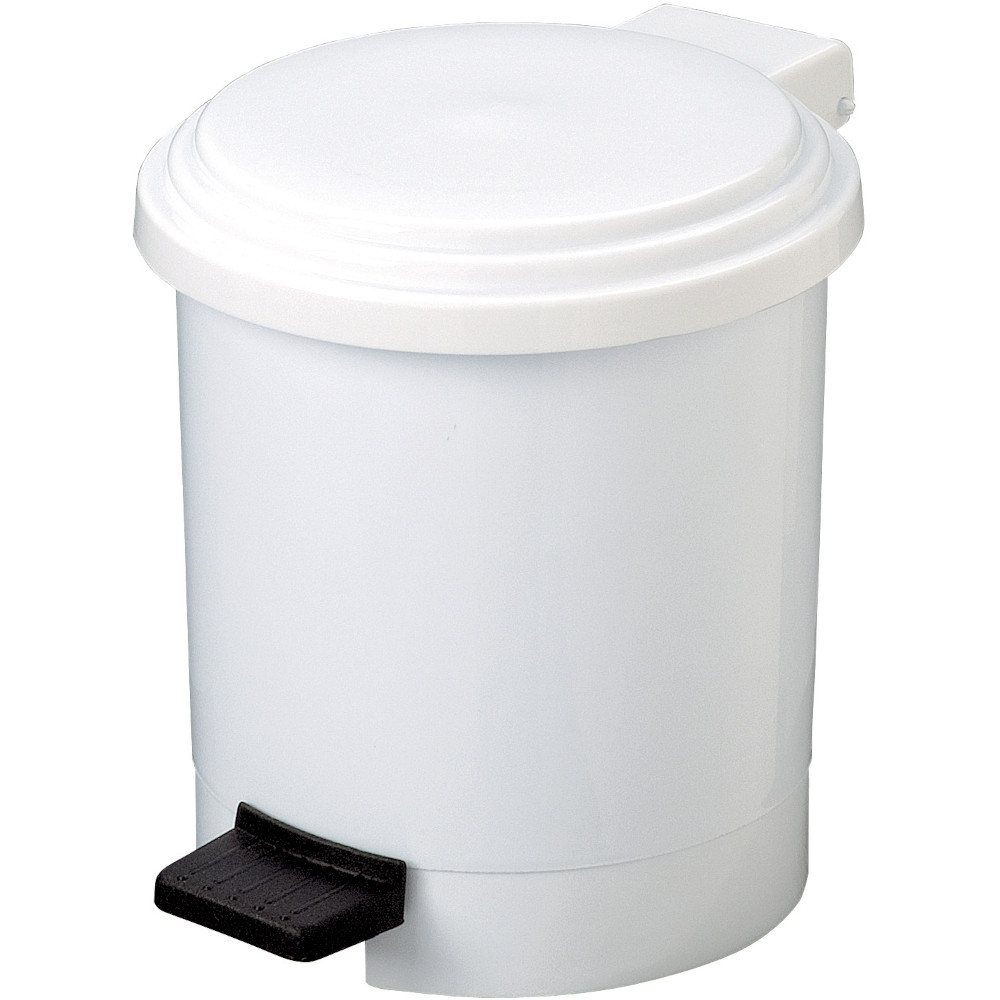 Poubelle ronde blanche à pédale capacité 6 litres Poubelle ronde blanche à pédale capacité 6 litres
