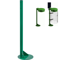 Poteau vert sur socle pour sacs-poubelles à fixer