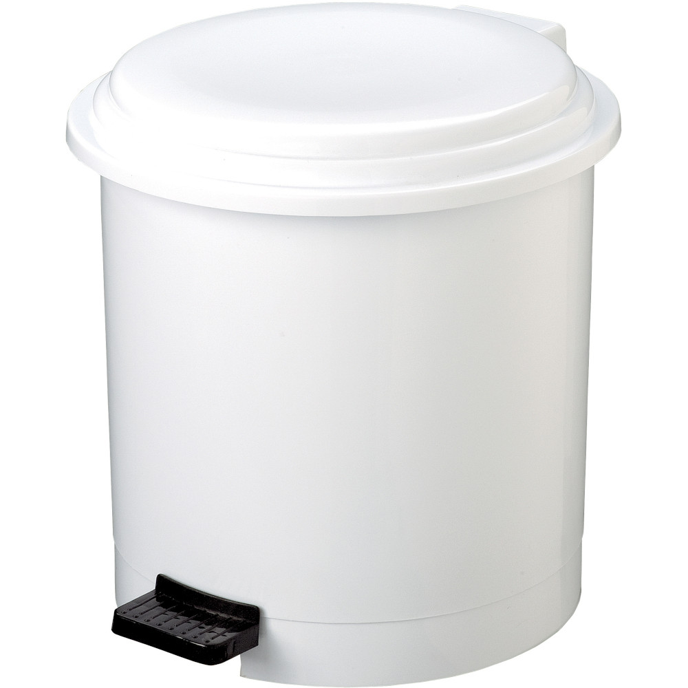 Poubelle ronde à pédale blanche 12 litres Poubelle ronde à pédale blanche 12 litres