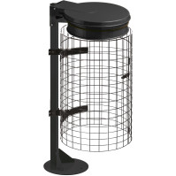 Porte sacs-poubelle gris manganèse avec grille et socle