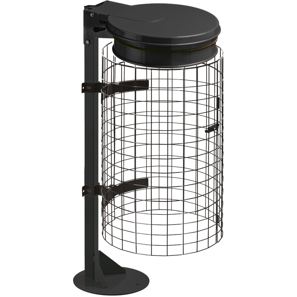 Porte sacs-poubelle gris manganèse avec grille et socle