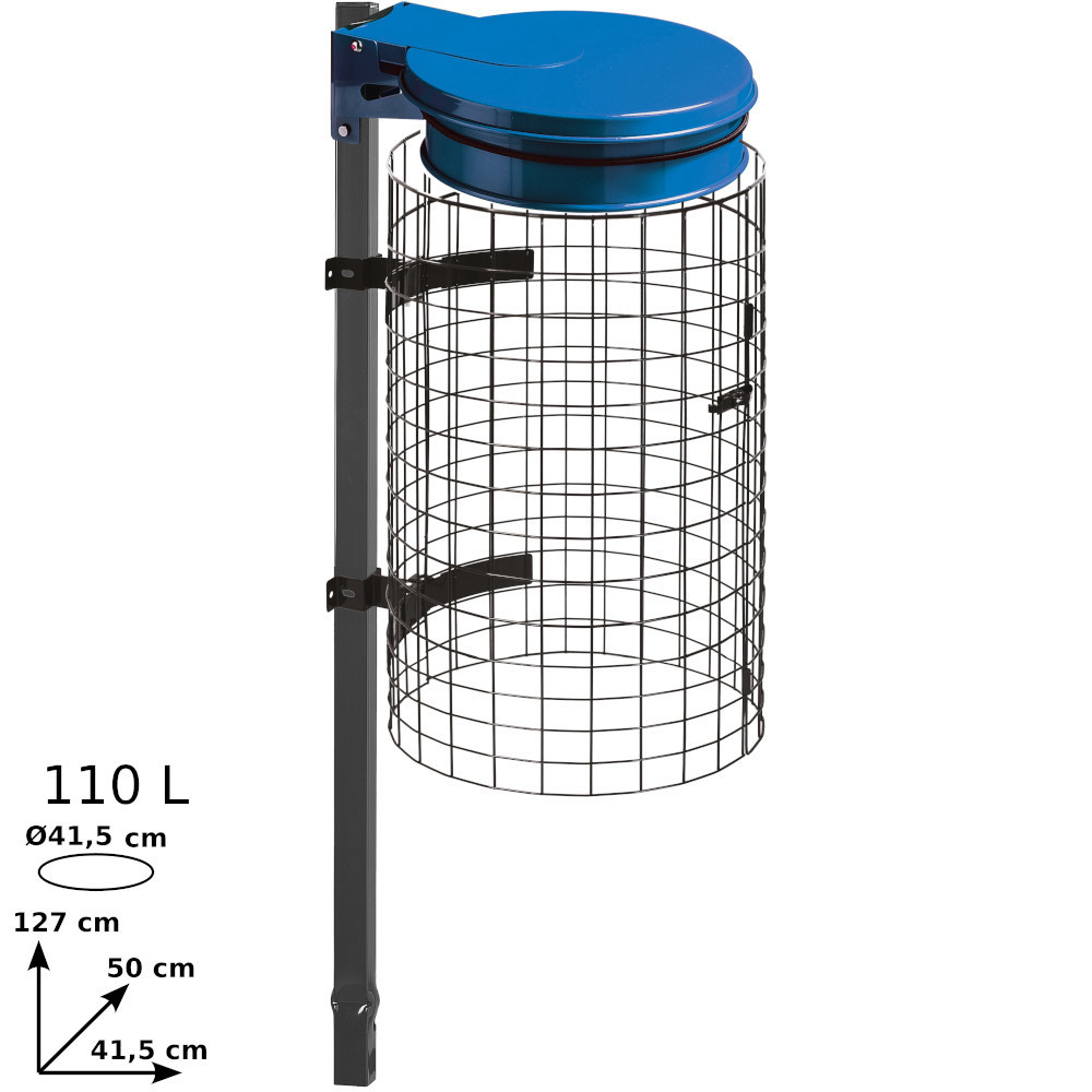 Porte sacs-poubelle bleu scellable avec grille intégrée. Porte sacs-poubelle bleu scellable avec grille intégrée.