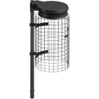Porte sacs-poubelle gris manganèse à sceller avec grille
