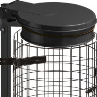 Porte sacs-poubelle gris manganèse scellé avec grille intégrée