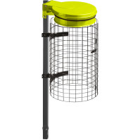 Porte sacs-poubelle jaune scellable avec grille intégrée