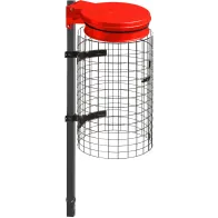 Porte sacs-poubelle rouge grille scellable pratique robuste élégant