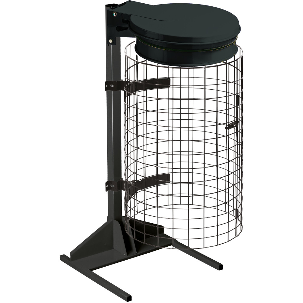 Porte-sacs-poubelle gris manganèse pour événements avec grille