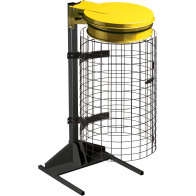 Support jaune pour sacs-poubelle manifestations grille intégrée