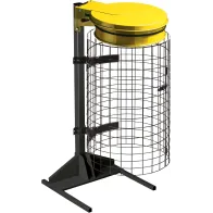 Support jaune pour sacs-poubelle manifestations grille intégrée