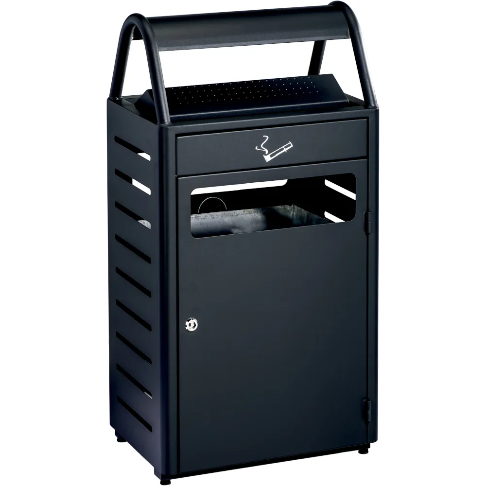 Corbeille cendrier anti-vandalisme gris foncé 48 litres