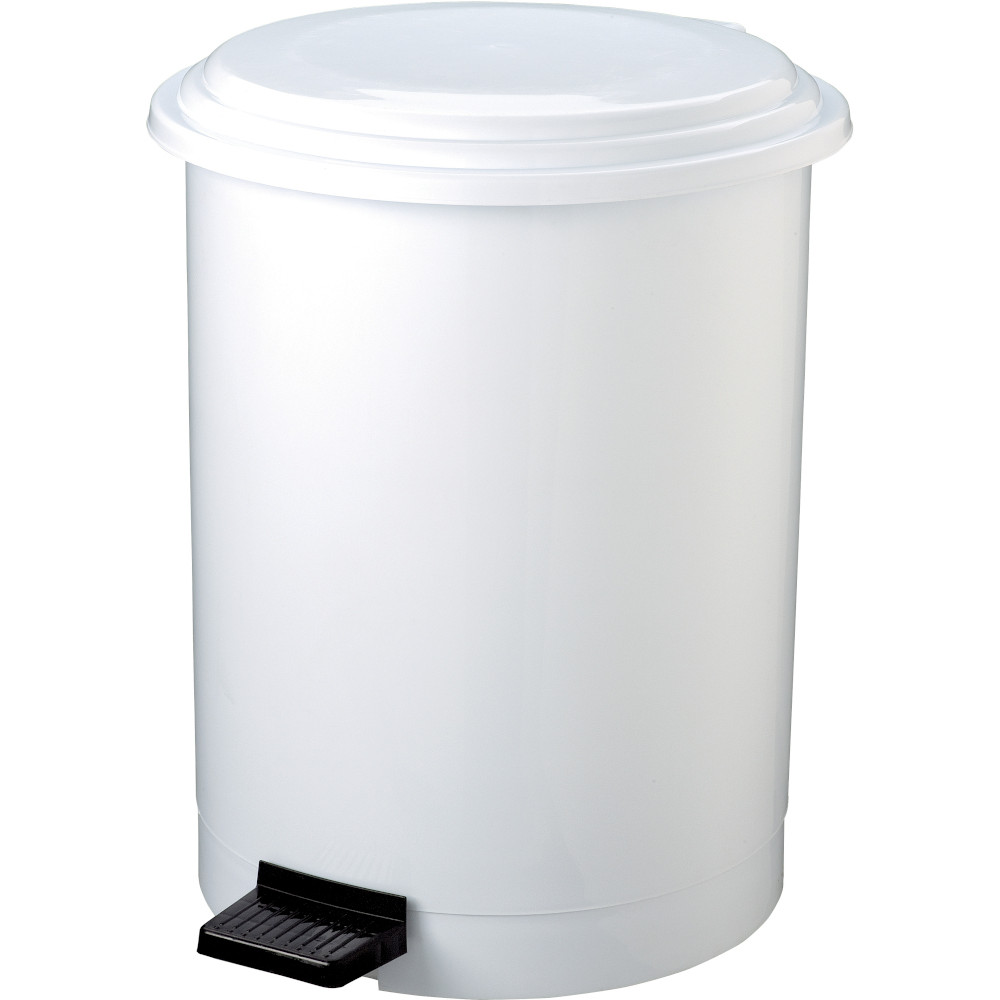 Poubelle ronde à pédale blanche 40 litres Poubelle ronde à pédale blanche 40 litres