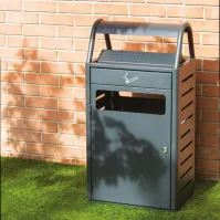 Corbeille cendrier anti-vandalisme gris foncé 48 litres