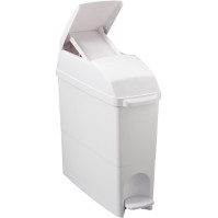 Poubelle hygiénique féminine à pédale blanche 15L trappe