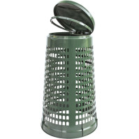 Corbeille verte porte-sac pour déchets urbains élégante.