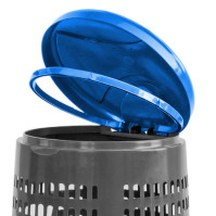 Corbeille grise avec porte-sac et couvercle bleu