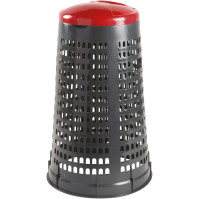 Corbeille porte-sac grise avec couvercle rouge