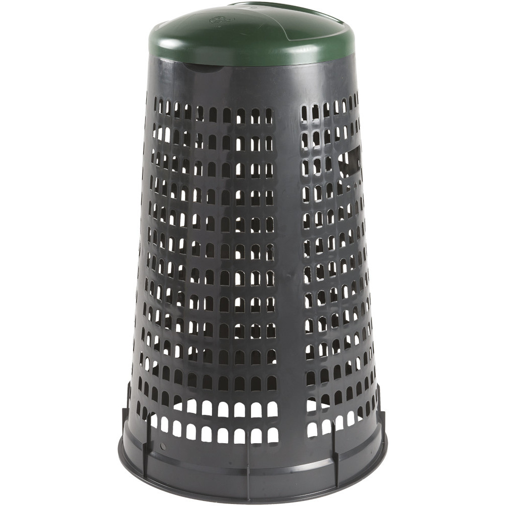 Corbeille grise avec couvercle vert pour sac déchets Corbeille grise avec couvercle vert pour sac déchets