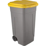 Conteneur plastique 80L gris-jaune recyclé mobile robuste