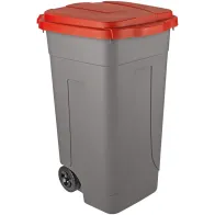 Conteneur plastique mobile 80L gris-rouge seconde vie