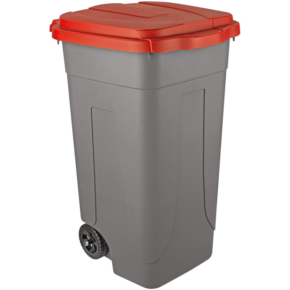 Conteneur plastique mobile 80L gris-rouge seconde vie Conteneur plastique mobile 80L gris-rouge seconde vie