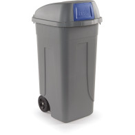 Conteneur trappe basculant plastique 100L gris-bleu durable.
