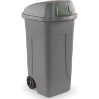 Conteneur trappe basculante 100L plastique gris-vert recyclé.