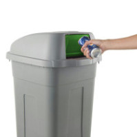 Conteneur trappe basculante plastique 100L gris-vert recyclé