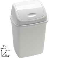 POUBELLE 50L COUVERCLE A BASCULE CLAP PLASTIQUE BLANC - NegoProHygiene