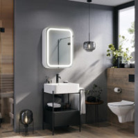 Armoire miroir salle de bain arrondie