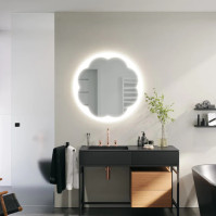 Miroir rond à décor fleur et LED