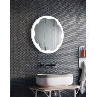 Miroir lumineux rond à décor fleur et LED