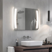 Miroir LED rectangle coins arrondis parenthèses