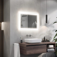 Miroir rectangulaire larges bandes LED décor
