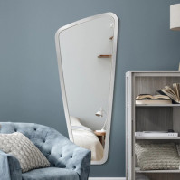 Miroir vertical déformé cadre blanc