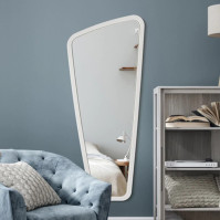 Miroir vertical déformé cadre blanc
