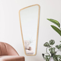 Miroir vertical déformé cadre bois naturel