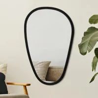 Miroir déformé cadre bois noir