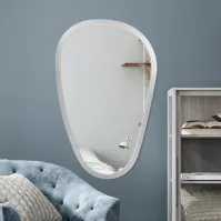 Miroir déformé cadre bois blanc