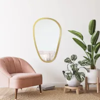 Miroir déformé cadre bois or