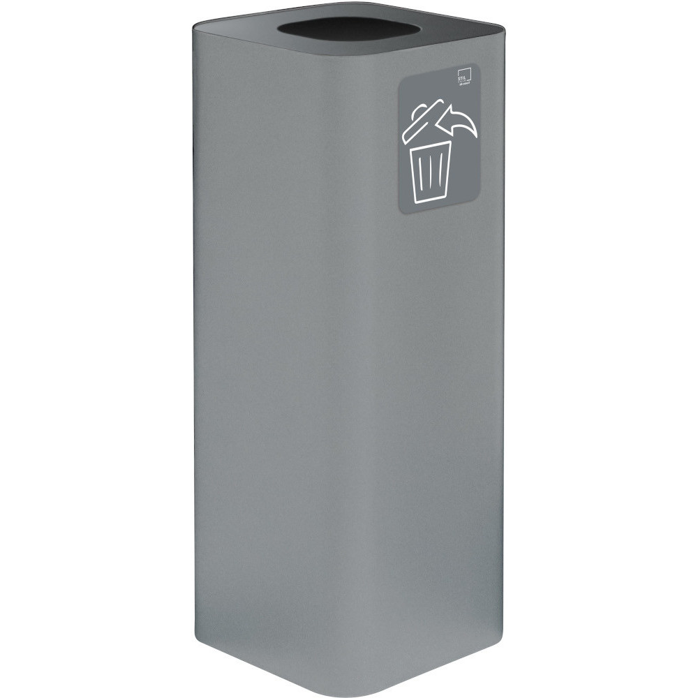 Poubelle design 60 litres gris avec pictogramme tous déchets