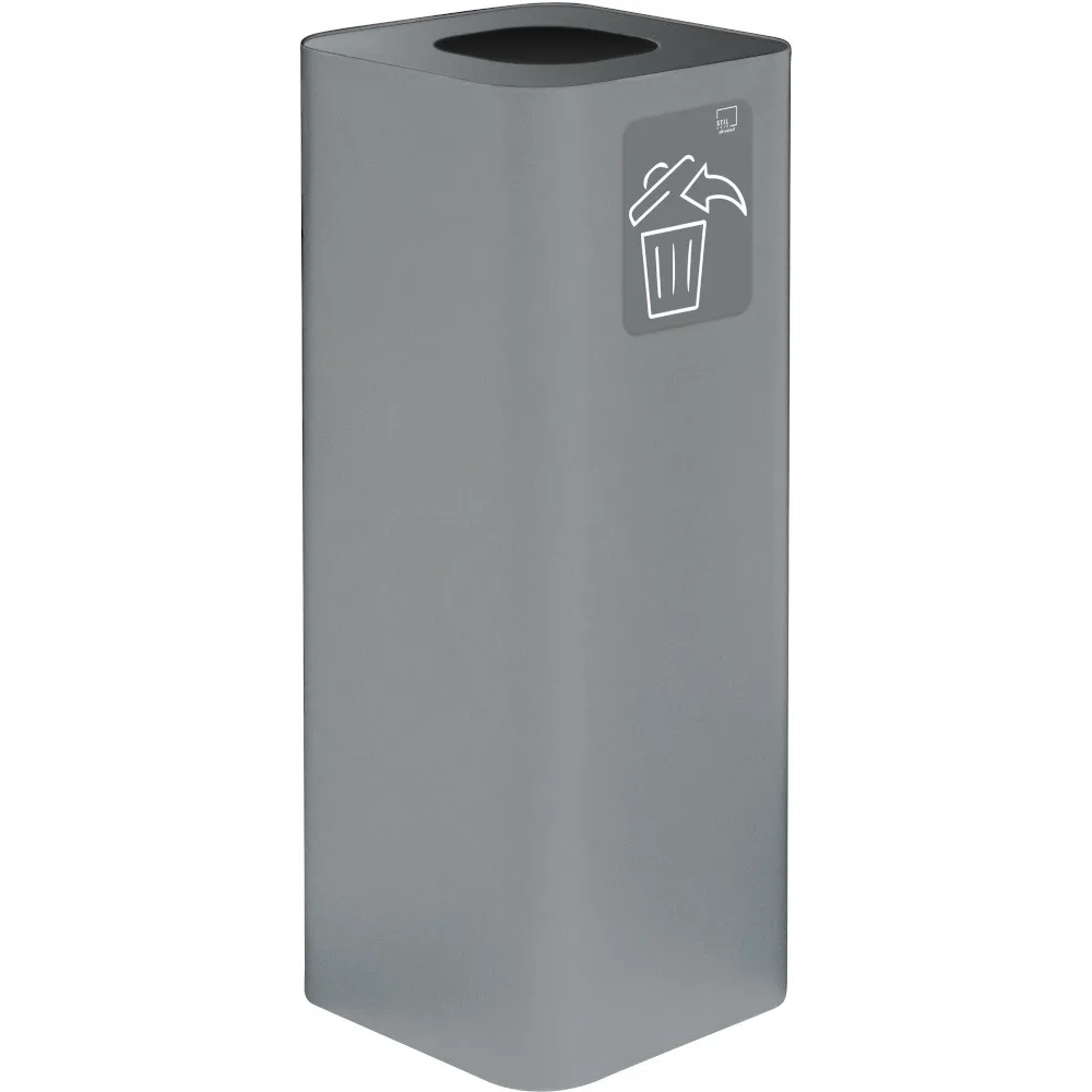 Poubelle design 60 litres gris avec pictogramme tous déchets