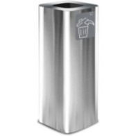 Poubelle design 60 litres inox brillant avec pictogramme magnétique