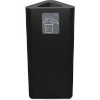 Poubelle triangulaire 60 litres noire avec pictogramme magnétique.
