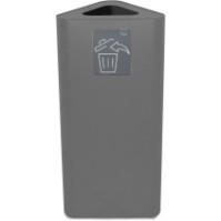 Poubelle d'angle triangulaire 60 litres gris avec pictogramme magnétique.