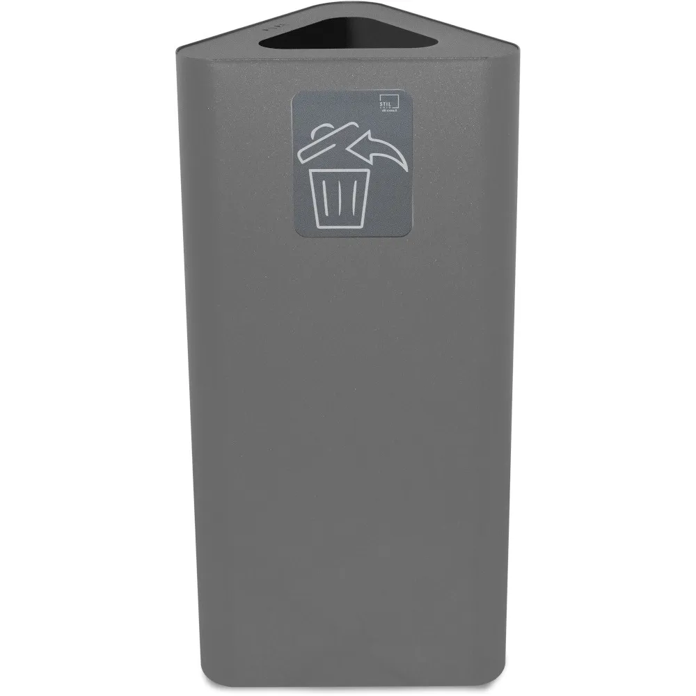 Poubelle d'angle triangulaire 60 litres gris avec pictogramme magnétique.