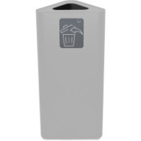 Poubelle d'angle triangulaire 60L blanche avec pictogramme magnétique.